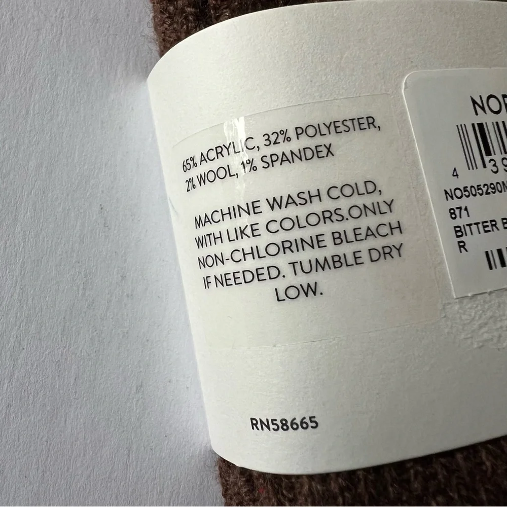 NORDSTROM MENS CREW SOCKS ACRYLIC/WOOL BLEND BITTER BROWN HEATHER OS NWT